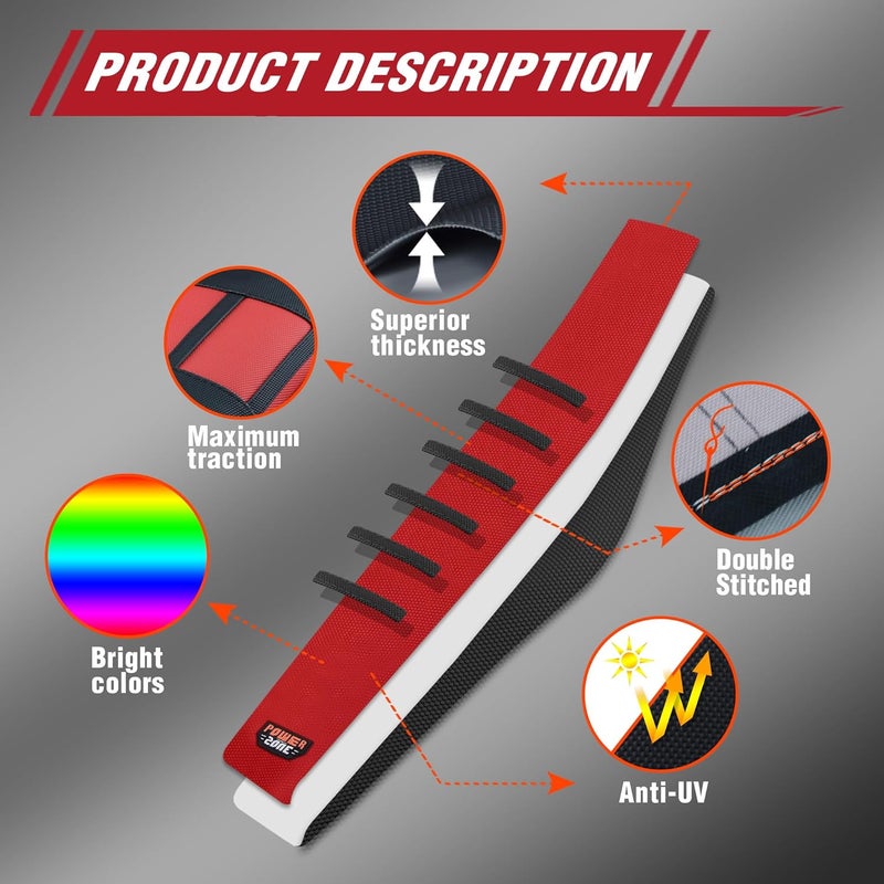 fewfuss Gripper Rubber Dirt Bike Seat Cover - Universal Soft Seat Cover for Most Dirt Bike Motorcycle Red - Image 3